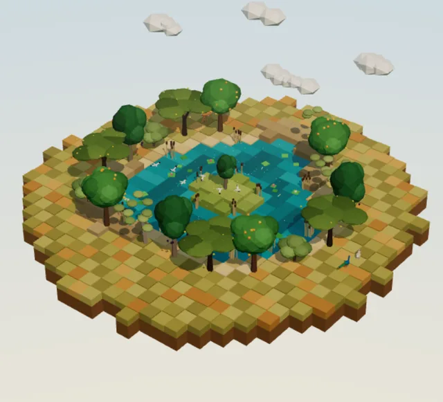 The island with eighteen trees
