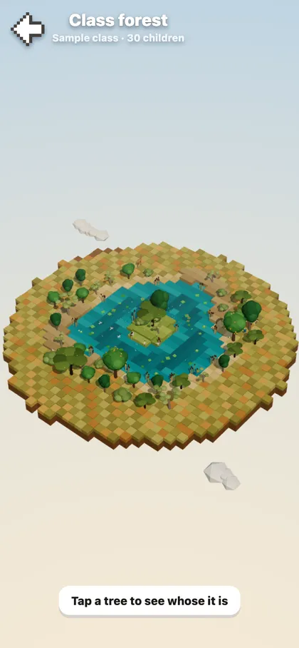 The class forest: every child has a tree on one island